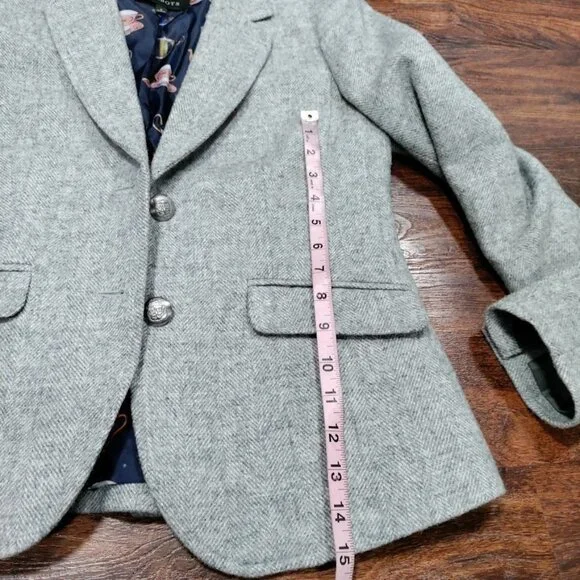 Talbots Wool Aberdeen Houndstooth Notch Lapel Single Breasted Blazer Gray US 2 - Picture 13 of 15